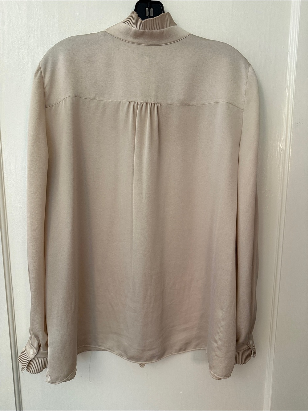Lafayette 148 New York Pleated-Trim Cream Blouse - Picture 4 of 4